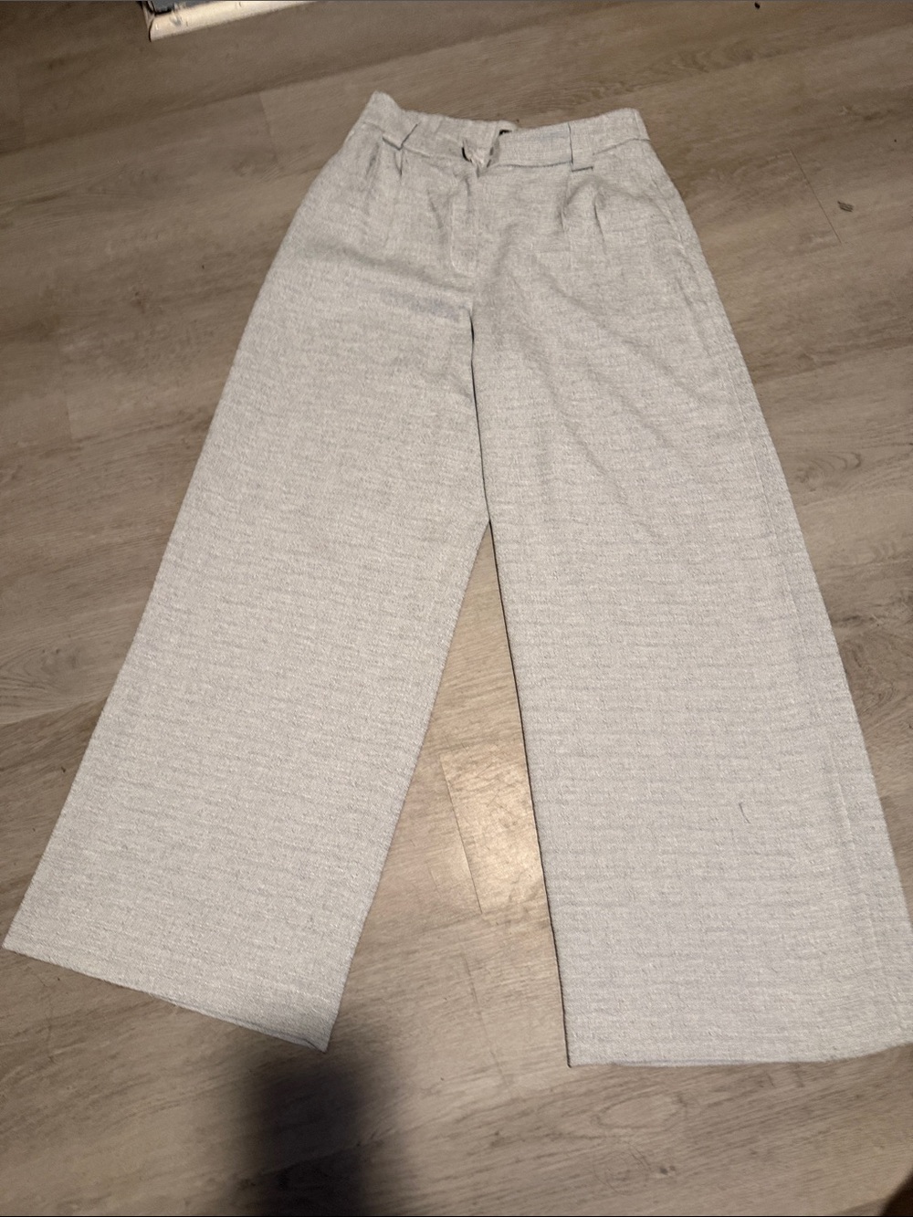 Express Light Gray Wide-Leg High-Waist Pants